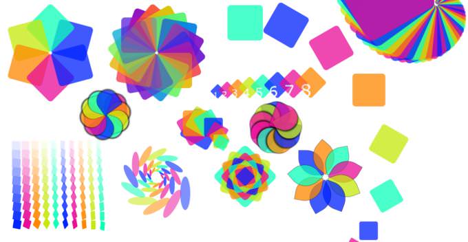 Some flower-like shapes generated with CSS and PHP